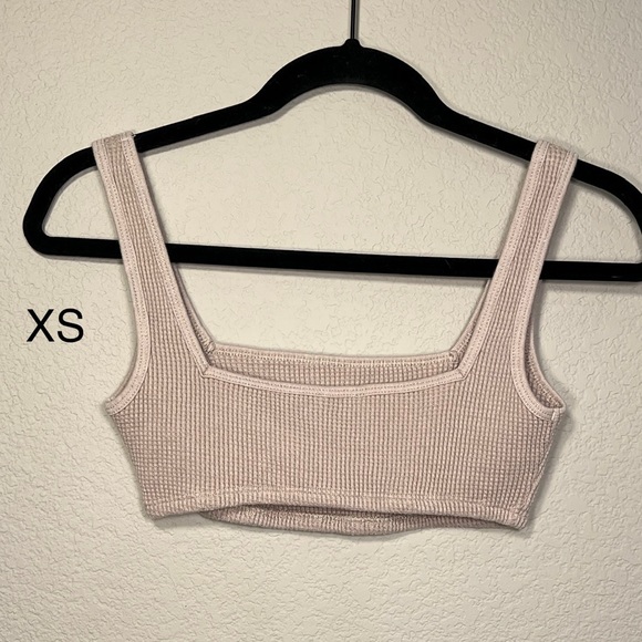 Onia By ANTHROPOLOGIE | Waffle Knit Bralette Bra Crop Women’s Taupe Tan Cream - Picture 13 of 16